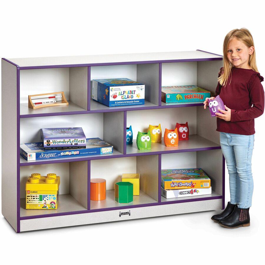 Jonti-Craft Rainbow Accents Super-size Mobile Storage - 35.5" Height x 48" Width x 15" Depth - Durable, Laminated - Purple - Hard Rubber - 1 Each. Picture 8
