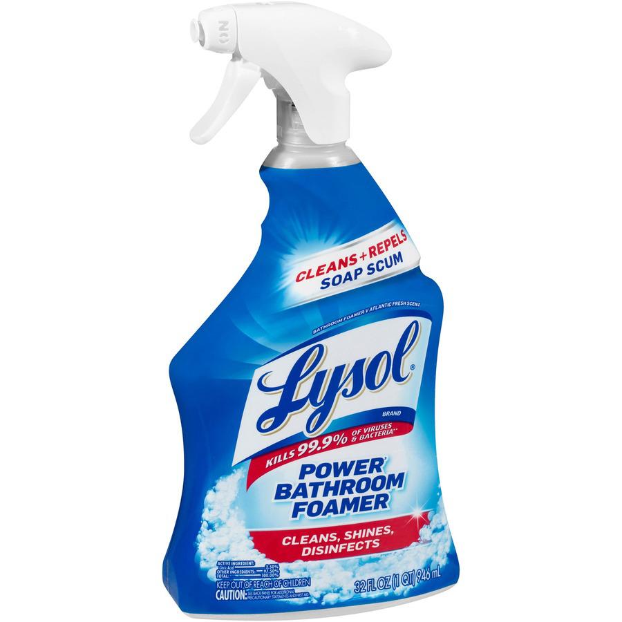 Lysol Bathroom Cleaner Spray - 32 fl oz (1 quart) - Fresh Scent - 12 / Carton - Disinfectant - Clear. Picture 9