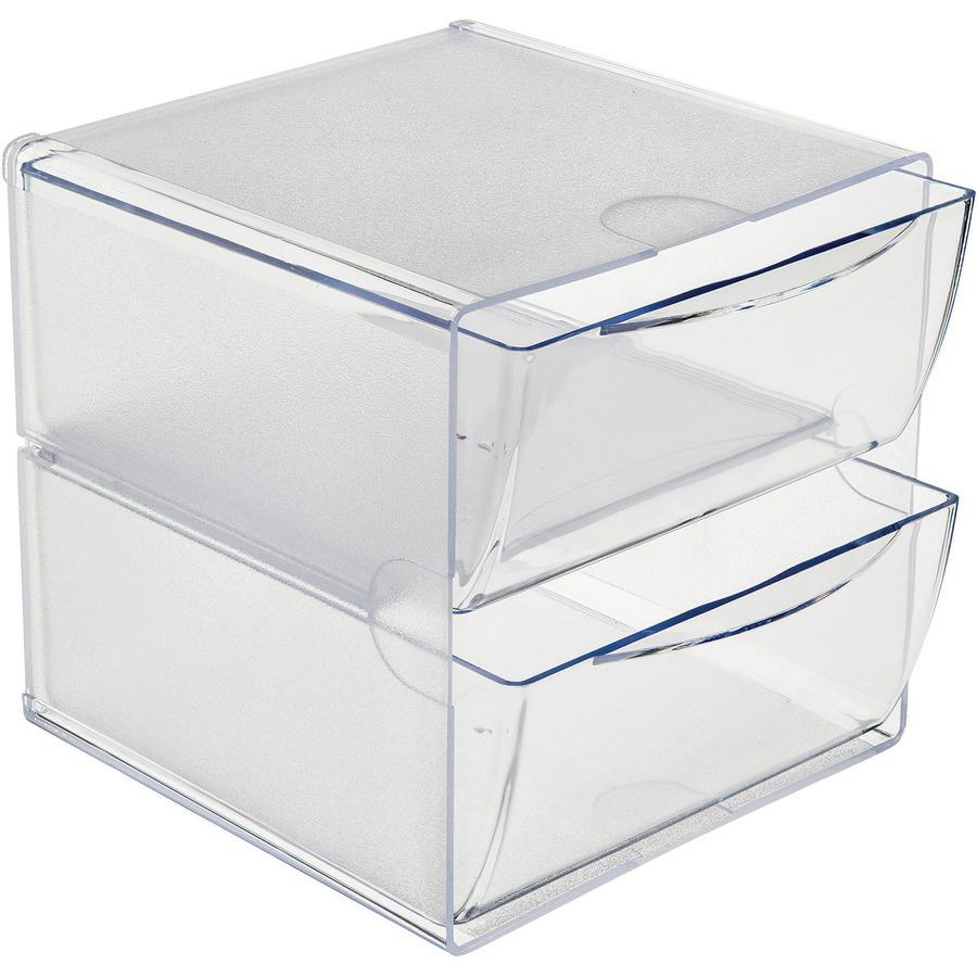 Deflecto Stackable Cube Organizer - 2 Drawer(s) - 6" Height x 6" Width x 7.5" DepthDesktop - Stackable - Clear - Plastic - 1 Each. Picture 11