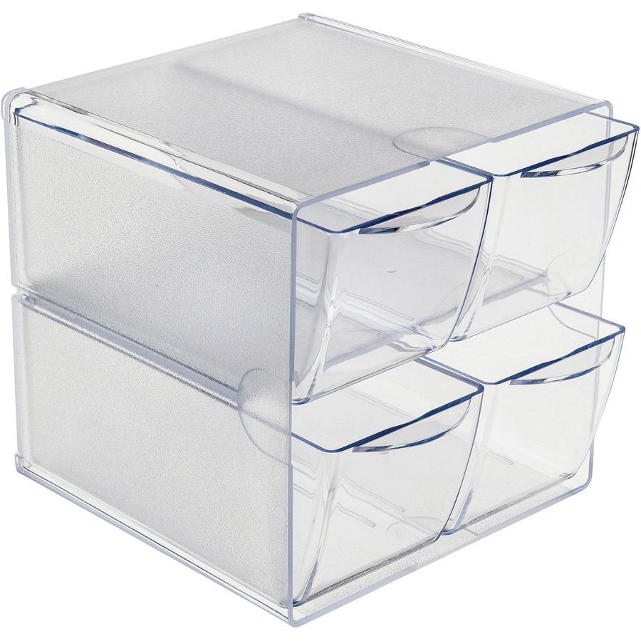 Deflecto Stackable Cube Organizer - 4 Drawer(s) - 6" Height x 6" Width x 7.3" DepthDesktop - Stackable - Clear - Plastic - 1 Each. Picture 6