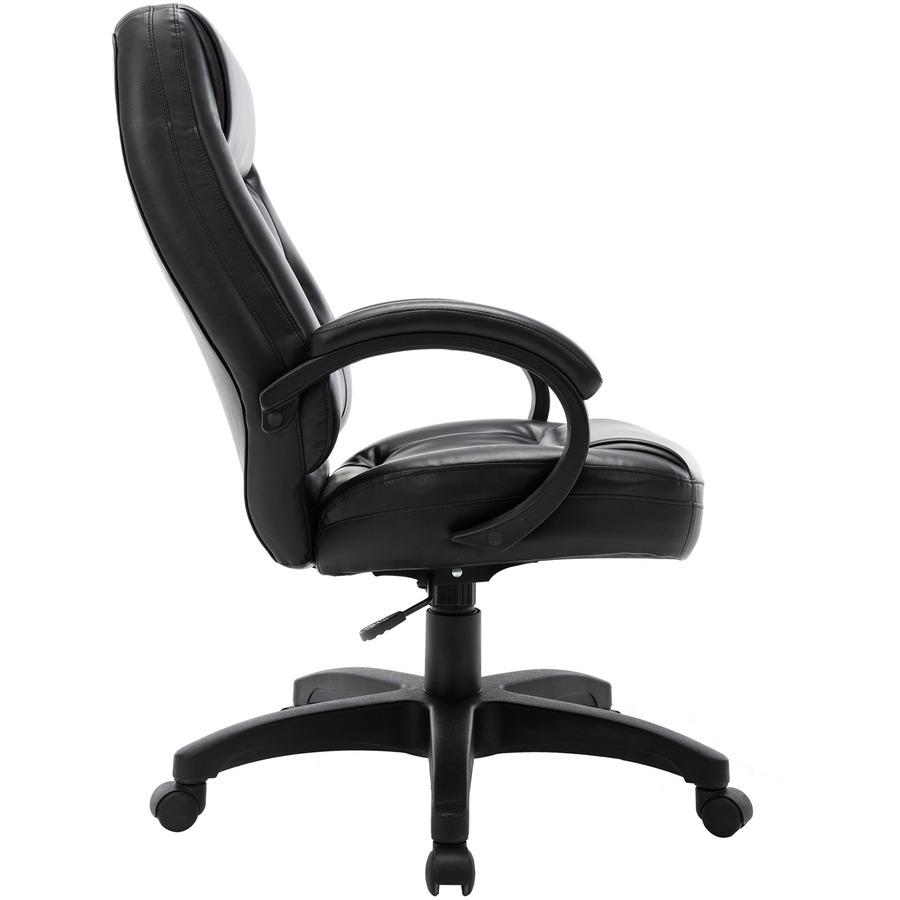 Lorell Westlake High Back Executive Chair - Black Leather Seat - Black Polyurethane Frame - High Back - Black - 1 Each. Picture 11