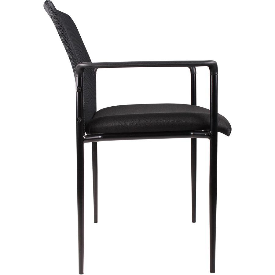 Lorell Reception Side Chair with Molded Cap Arms - Black Seat - Mesh Back - Steel Frame - Four-legged Base - 1 Each. Picture 10