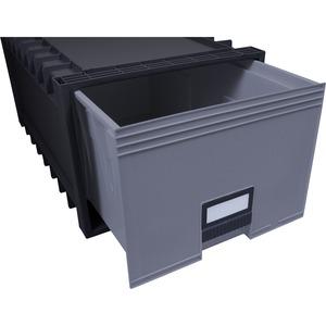 Storex Archive Files Storage Box - External Dimensions: 15.1" Width x 24.3" Depth x 11.4"Height - Media Size Supported: Letter - Heavy Duty - Stackable - Polypropylene - Black, Gray - For File - Recyc. Picture 6