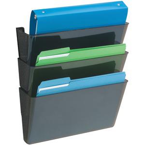 Deflecto EZ Link DocuPocket - 3 Pocket(s) - 7" Height x 13" Width x 4" Depth - Stackable - 50% Recycled - Black - Plastic - 3 / Set. Picture 2