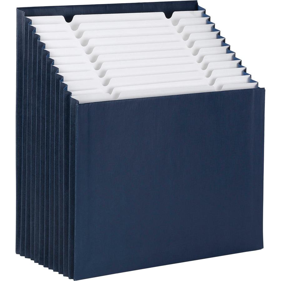 Smead 1/3 Tab Cut Letter Recycled Expanding File - 8 1/2" x 11" - 7/8" Expansion - 12 Pocket(s) - Top Tab Location - Assorted Position Tab Position - 11 Divider(s) - Navy - 10% Recycled - 1 Each. Picture 8