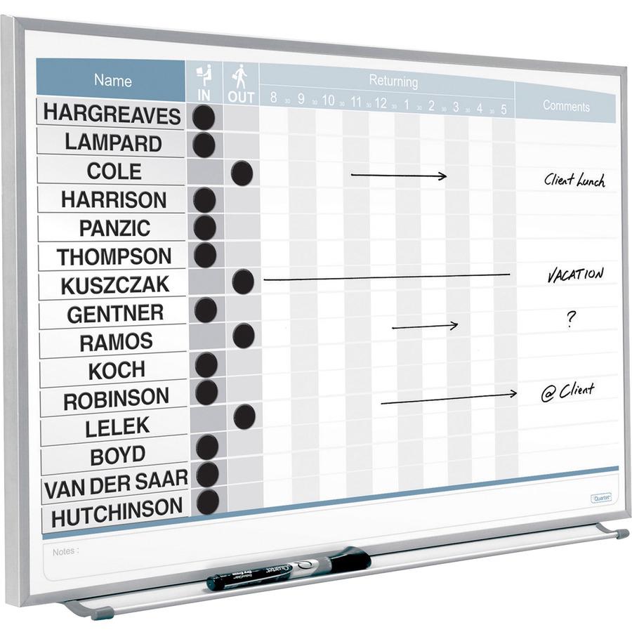 Quartet Matrix 15-employee In/Out Board - 16" Height x 23" Width - White Natural Cork Surface - Magnetic, Durable - Silver Frame - 1 Each. Picture 7