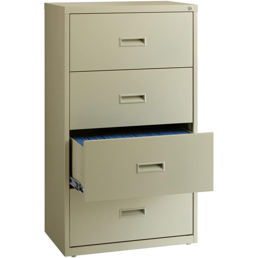 Lorell Value Lateral File - 2-Drawer - 30" x 18.6" x 52.5" - 4 x Drawer(s) for File - A4, Legal, Letter - Interlocking, Adjustable Glide, Ball-bearing Suspension, Label Holder - Putty - Steel - Recycl. Picture 6
