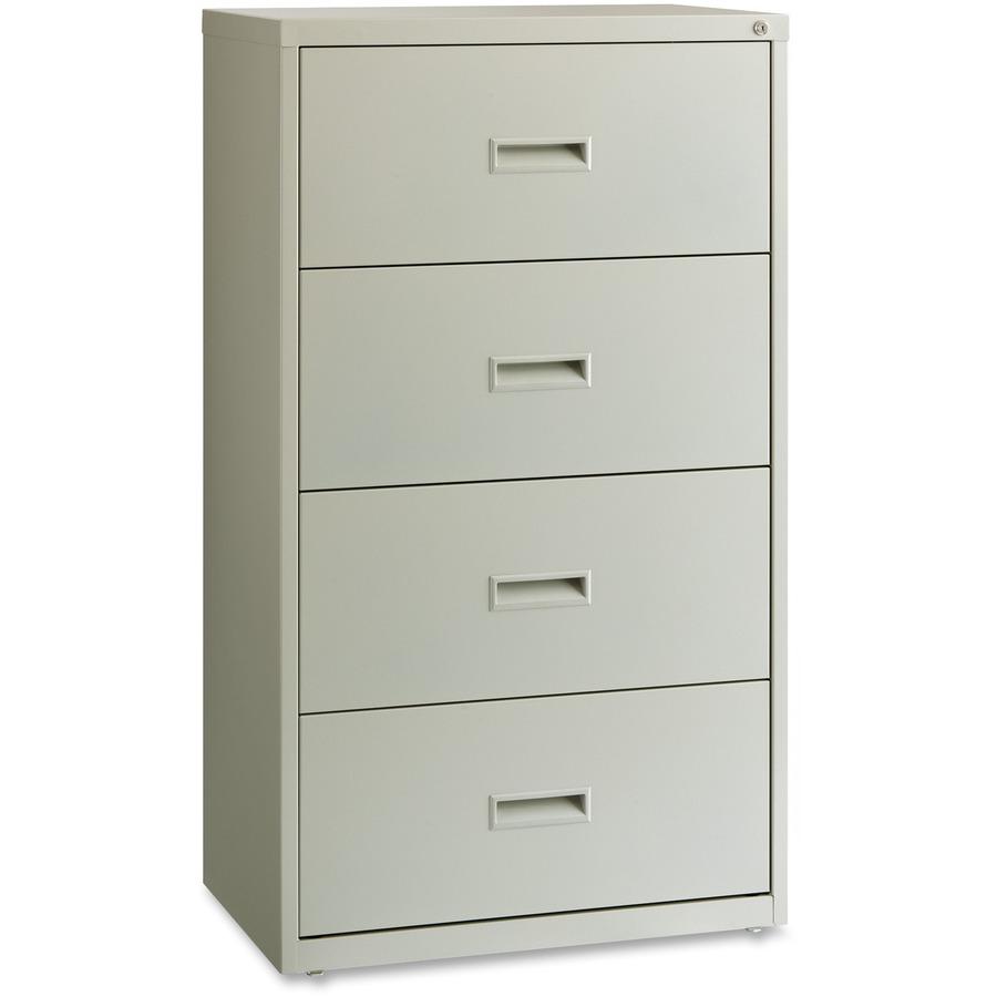 Lorell Value Lateral File - 2-Drawer - 30" x 18.6" x 52.5" - 4 x Drawer(s) for File - A4, Legal, Letter - Interlocking, Leveling Glide, Ball-bearing Suspension, Label Holder - Light Gray - Steel - Rec. Picture 4