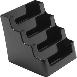 Deflecto 4 Tier Business Card Holder - 3.8" x 3.9" x 3.5" x - Plastic - 1 Each - Black - Storage Compartment, Durable, Recyclable. Picture 8