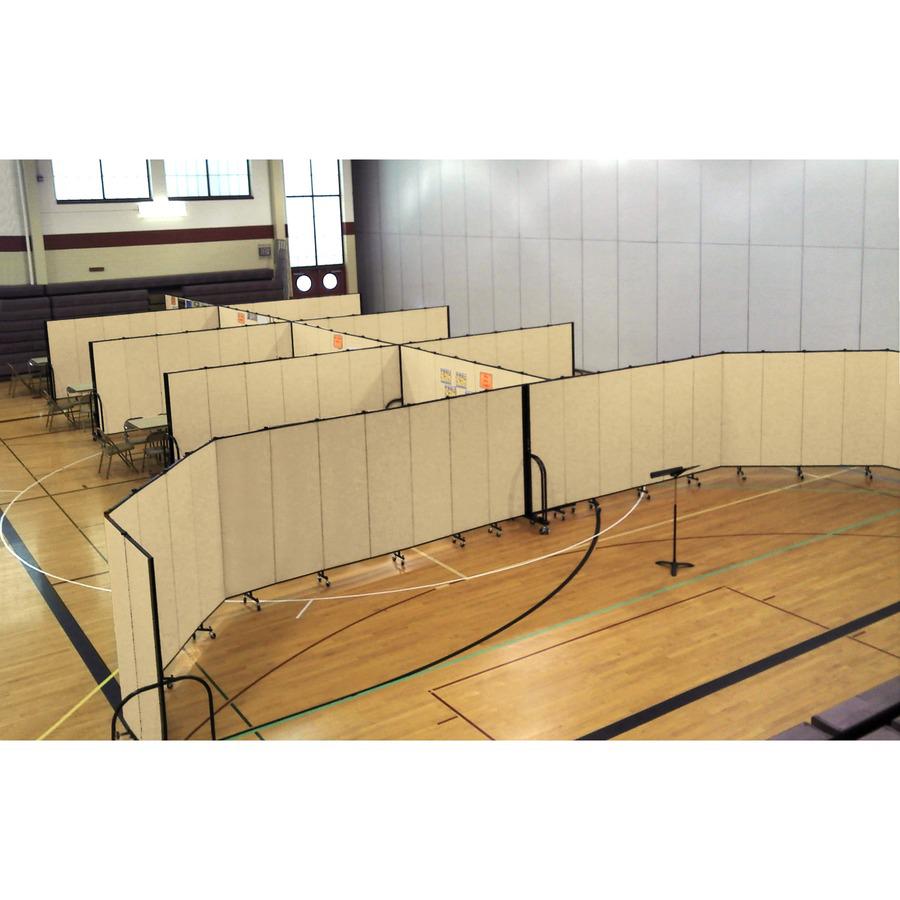 Screenflex Portable Room Dividers - 72" Height x 20.4 ft Length - Black Metal Frame - Polyester - Stone - 1 Each. Picture 3