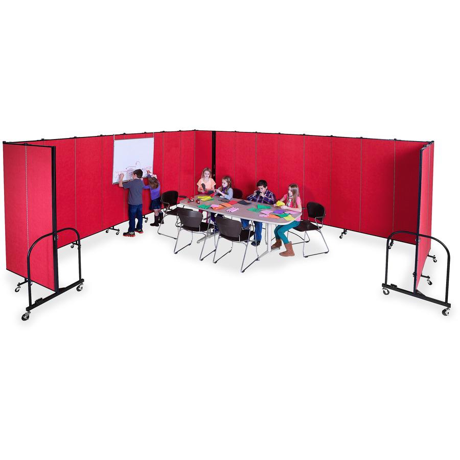 Screenflex Portable Room Dividers - 72" Height x 24.1 ft Length - Black Metal Frame - Polyester - Stone - 1 Each. Picture 10