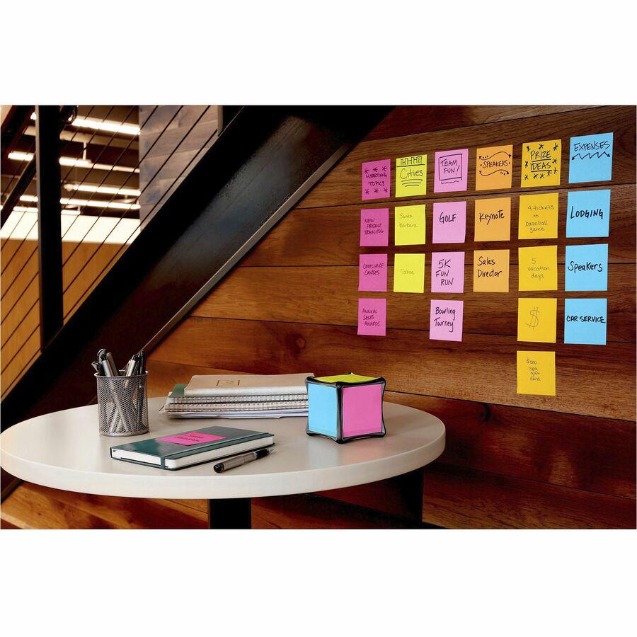 Post-it&reg; Super Sticky Full Adhesive Notes - Energy Boost Color Collection - 360 - 3" x 3" - Square - 30 Sheets per Pad - Unruled - Neon Green, Fireball Fuchsia, Neon Orange, Yellow, Electric Blue,. Picture 3