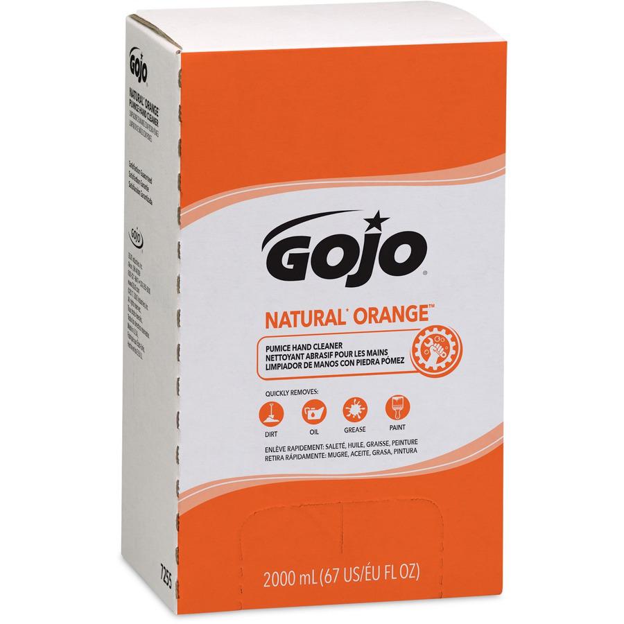 Gojo&reg; Natural Orange Pumice Hand Cleaner Refill - Orange Citrus ScentFor - 67.6 fl oz (2 L) - Dirt Remover, Grease Remover, Soilage Remover - Hand - Gray - 4 / Carton. Picture 7
