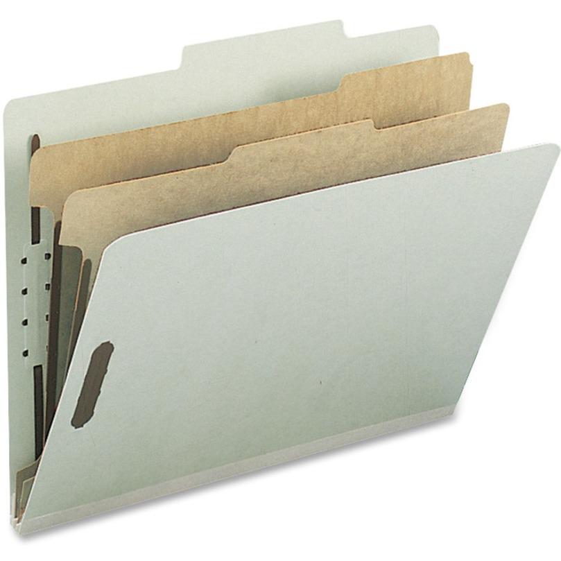 Nature Saver 2/5 Tab Cut Letter Recycled Classification Folder - 8 1/2" x 11" - 2" Expansion - Prong K Style Fastener - 2" Fastener Capacity for Folder, 1" Fastener Capacity for Divider - 2 Divider(s). Picture 4