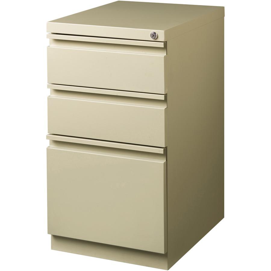Lorell 20" Box/Box/File Mobile File Cabinet with Full-Width Pull - 15" x 20" x 27.8" - Letter - Ball-bearing Suspension, Security Lock, Recessed Handle - Putty - Steel - Recycled. Picture 10