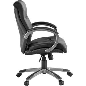 Lorell Managerial Chair - Black Leather Seat - 5-star Base - Black - 1 Each. Picture 3