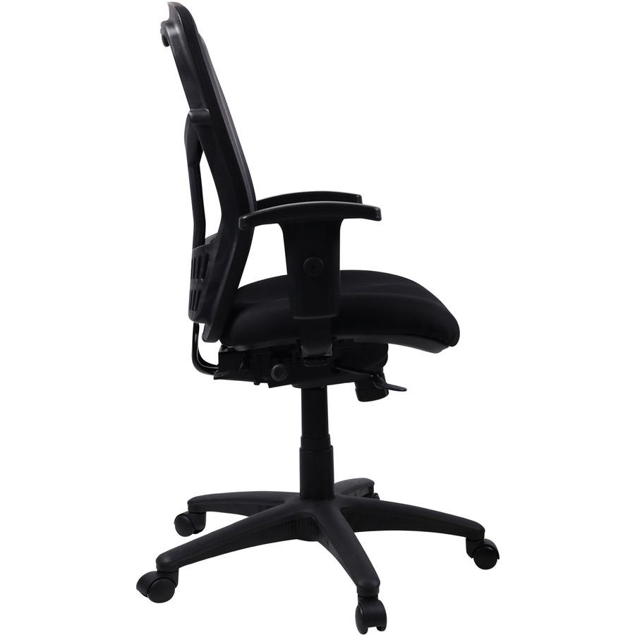 Lorell Executive Mesh High-back Swivel Chair - Black Fabric Seat - Steel Frame - Black - 1 Each. Picture 10