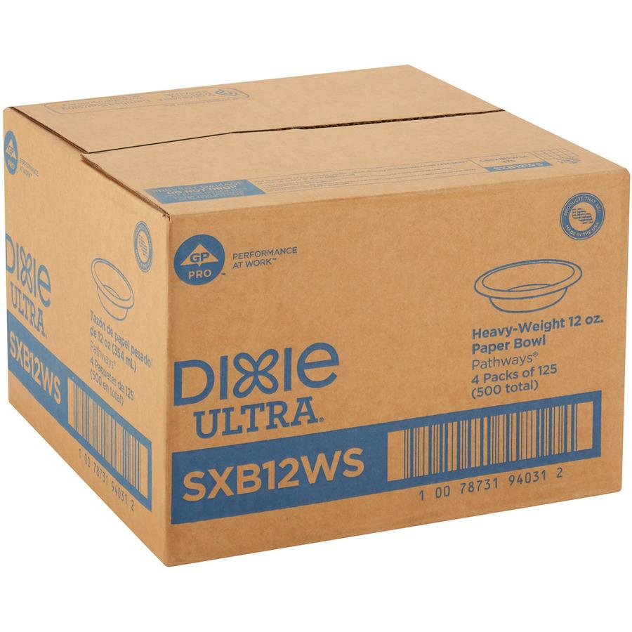 Dixie Ultra&reg; Pathways 12 oz Heavyweight Paper Bowls by GP Pro - 125 / Pack - Microwave Safe - White - Paper Body - 4 / Carton. Picture 5