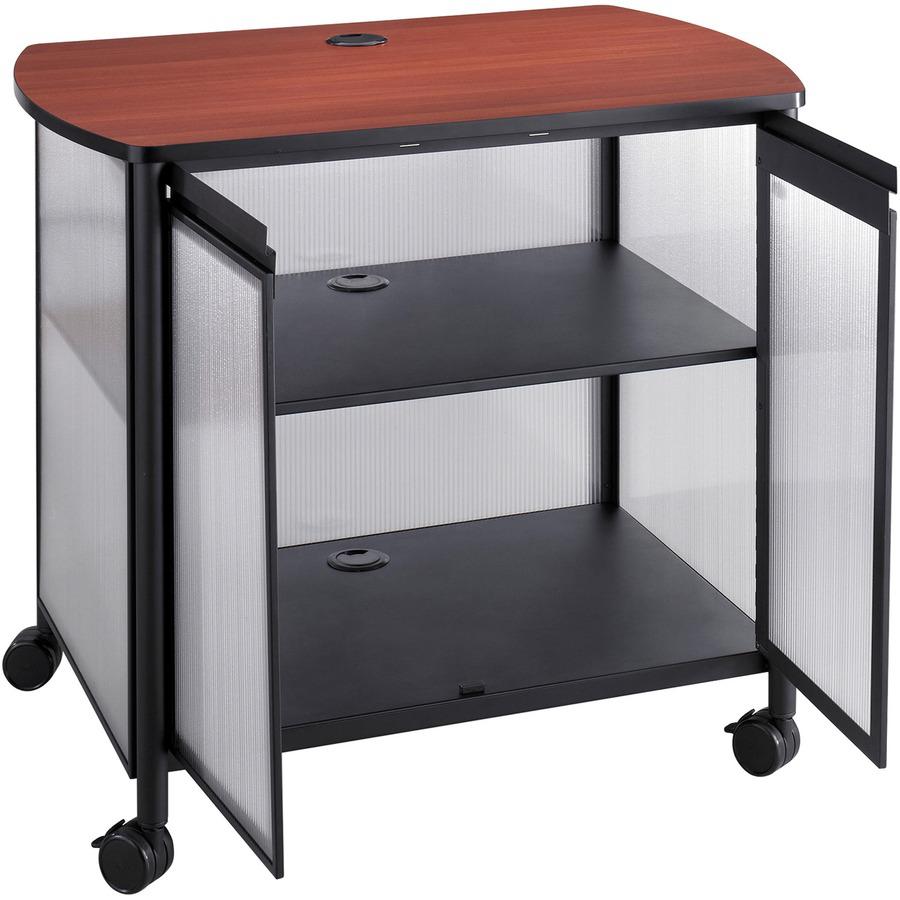 Safco Impromptu Black Deluxe Stand with Doors - 200 lb Load Capacity - 2 x Shelf(ves) - 30.8" Height x 34.8" Width x 25.5" Depth - Powder Coated, Laminate - Polycarbonate, Plastic, Steel - Black. Picture 5