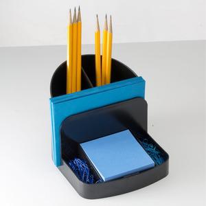 Officemate Deluxe Desk Organizer - 5 Compartment(s) - 5" Height x 5.4" Width x 6.8" DepthDesktop - 30% Recycled - Black - Plastic - 1 Each. Picture 6