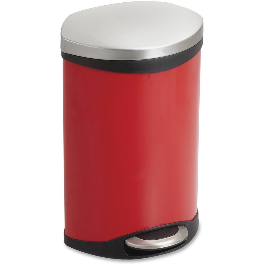 Safco Ellipse Hands Free Step-On Receptacle - 3 gal Capacity - 17" Height x 12" Width x 8.5" Depth - Steel, Plastic - Red - 1 Each. Picture 4