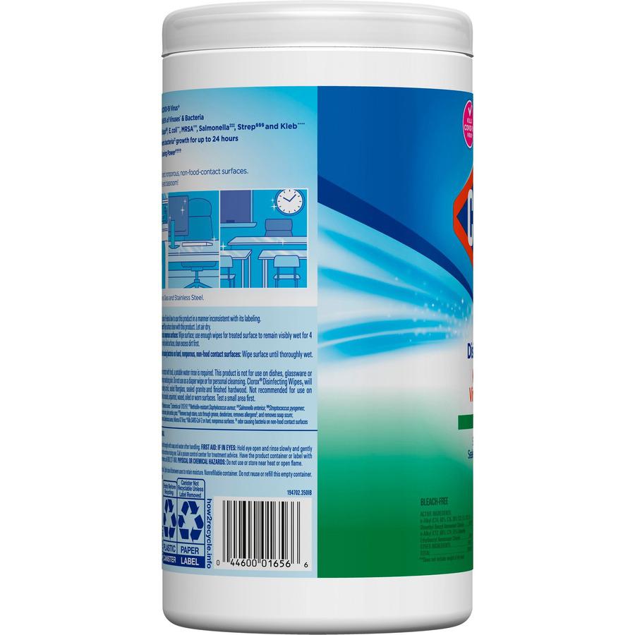 Clorox Disinfecting Wipes, Bleach-Free Cleaning Wipes - Wipe - Fresh Scent - 75 / Canister - 6 / Carton - White. Picture 9