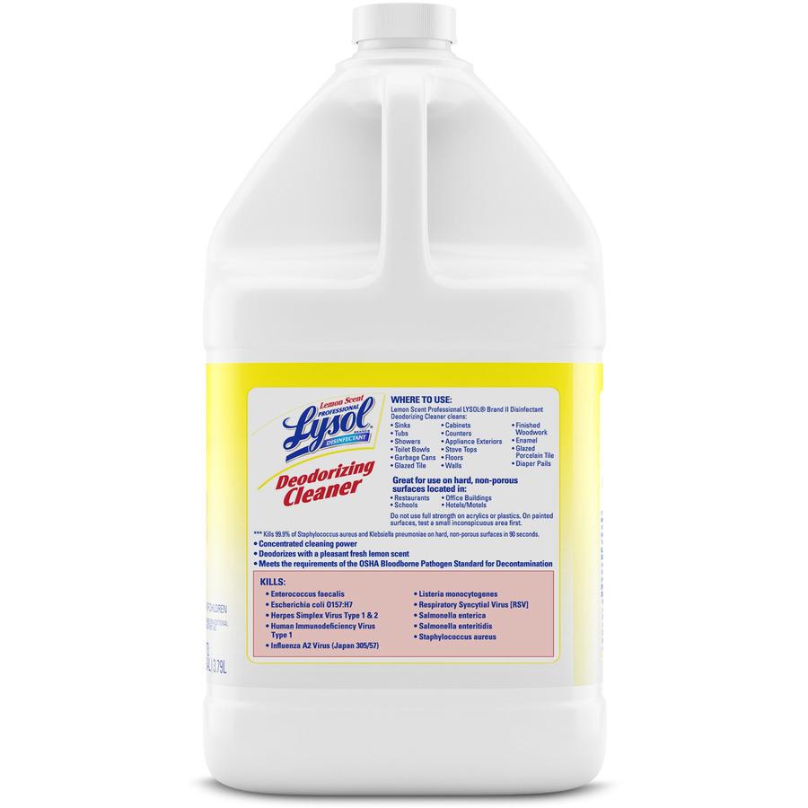 Lysol Deodorizing Cleaner - Concentrate - 128 fl oz (4 quart) - Lemon Scent - 4 / Carton - Disinfectant, Deodorize - Yellow. Picture 9