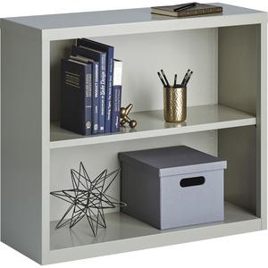 Lorell Fortress Series Bookcase - 34.5" x 13" x 30" - 2 x Shelf(ves) - Light Gray - Powder Coated - Steel - Recycled. Picture 8