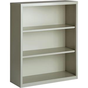 Lorell Fortress Series Bookcase - 34.5" x 13" x 42" - 3 x Shelf(ves) - Light Gray - Powder Coated - Steel - Recycled. Picture 3