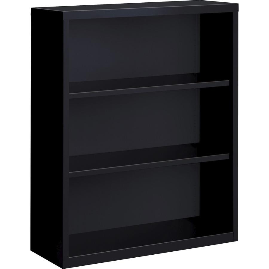 Lorell Fortress Series Bookcase - 34.5" x 13" x 42" - 3 x Shelf(ves) - Black - Powder Coated - Steel - Recycled. Picture 8
