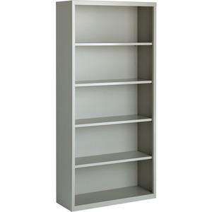 Lorell Fortress Series Bookcase - 34.5" x 13" x 72" - 5 x Shelf(ves) - Light Gray - Powder Coated - Steel - Recycled. Picture 4