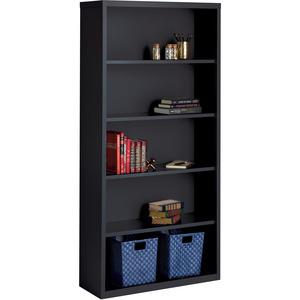Lorell Fortress Series Bookcase - 34.5" x 13" x 72" - 5 x Shelf(ves) - Black - Powder Coated - Steel - Recycled. Picture 6
