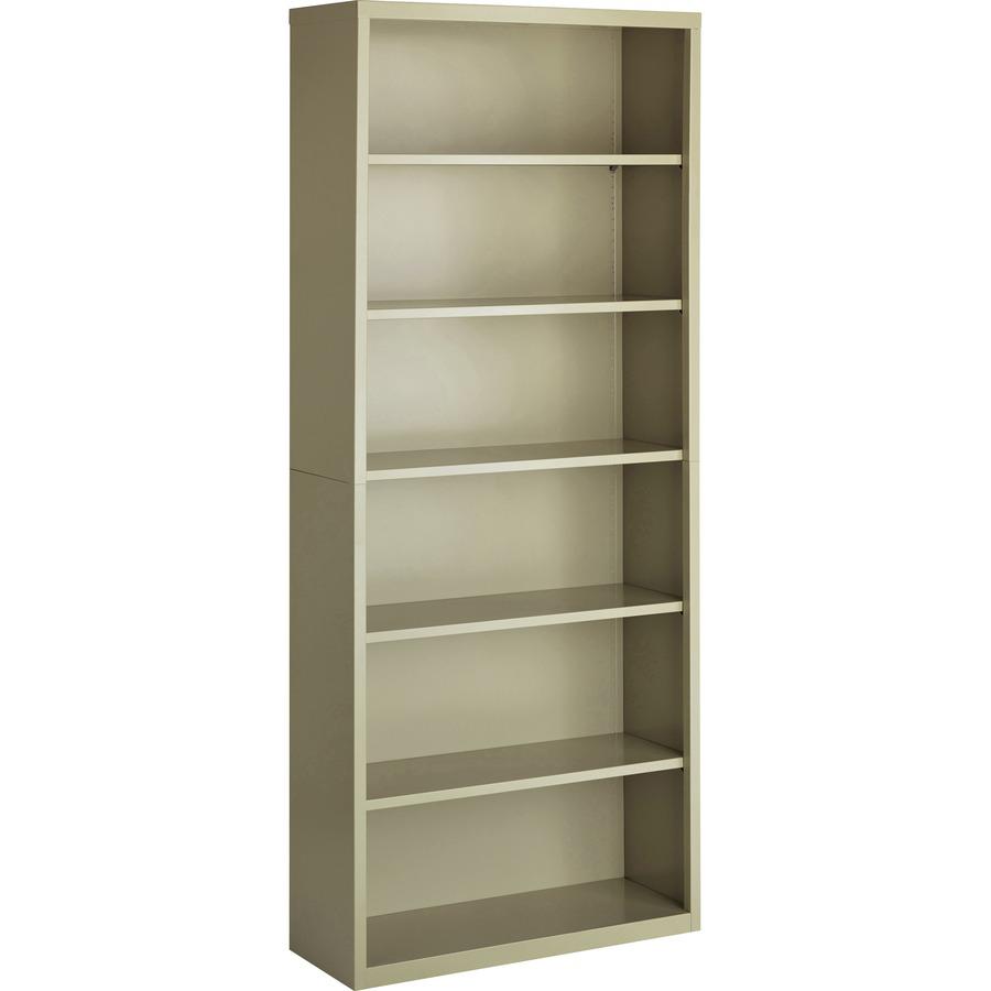 Lorell Fortress Series Bookcase - 34.5" x 13" x 82" - 6 x Shelf(ves) - Putty - Powder Coated - Steel - Recycled. Picture 4