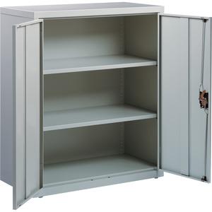 Lorell Fortress Series Storage Cabinet - 18" x 36" x 42" - 3 x Shelf(ves) - Recessed Locking Handle, Hinged Door, Durable, Sturdy, Adjustable Shelf - Light Gray - Powder Coated - Steel - Recycled. Picture 2