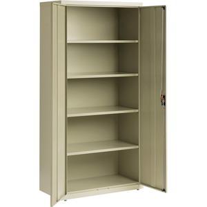 Lorell Fortress Series Storage Cabinet - 36" x 18" x 72" - 5 x Shelf(ves) - Recessed Locking Handle, Hinged Door, Durable - Putty - Powder Coated - Steel - Recycled. Picture 2