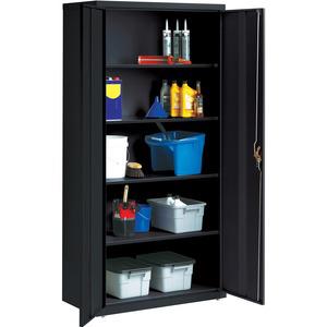 Lorell Fortress Series Storage Cabinet - 36" x 18" x 72" - 5 x Shelf(ves) - Recessed Locking Handle, Hinged Door, Durable - Black - Powder Coated - Steel - Recycled. Picture 10