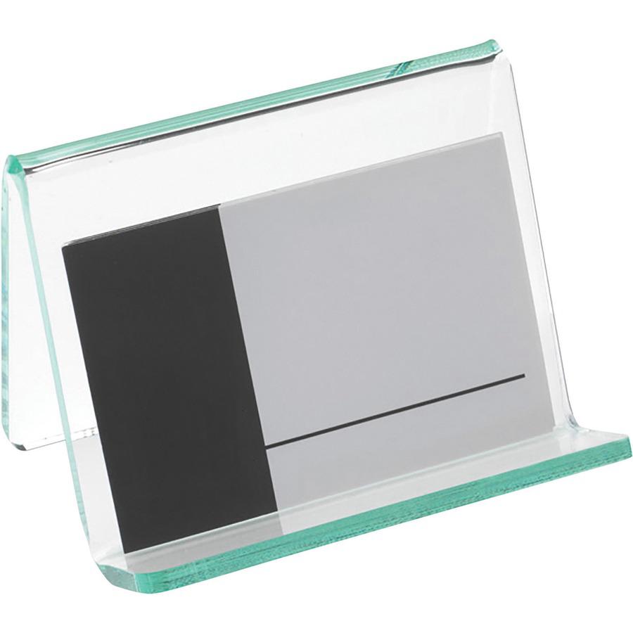 Lorell Business Card Holder - Acrylic - 1 Each - Green, Transparent. Picture 4