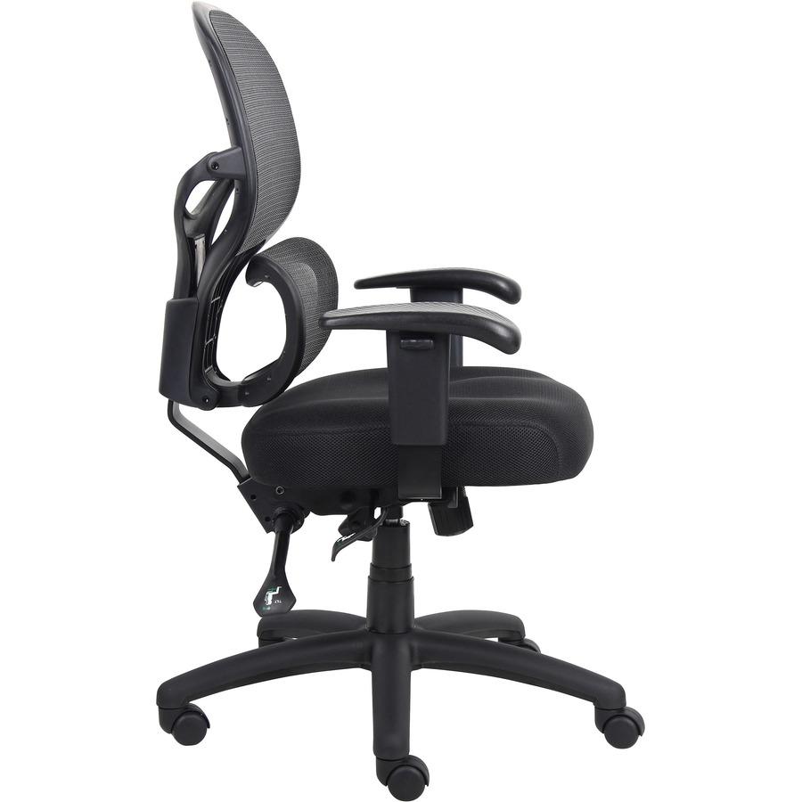 Lorell Mesh-Back Executive Chair - Black Fabric Seat - Black Mesh Back - 5-star Base - Black, Silver - Fabric - 1 Each. Picture 10