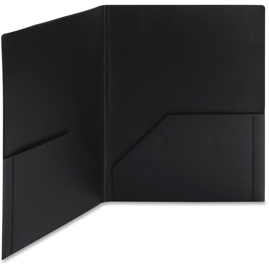Smead Letter Pocket Folder - 8 1/2" x 11" - 50 Sheet Capacity - 2 Pocket(s) - Poly - Black - 5 / Pack. Picture 3