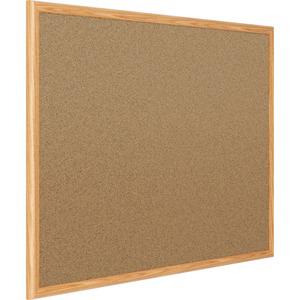 Mead Classic Cork Bulletin Board - 36" Height x 24" Width - Natural Cork Surface - Self-healing - Oak Aluminum Frame - 1 Each. Picture 4