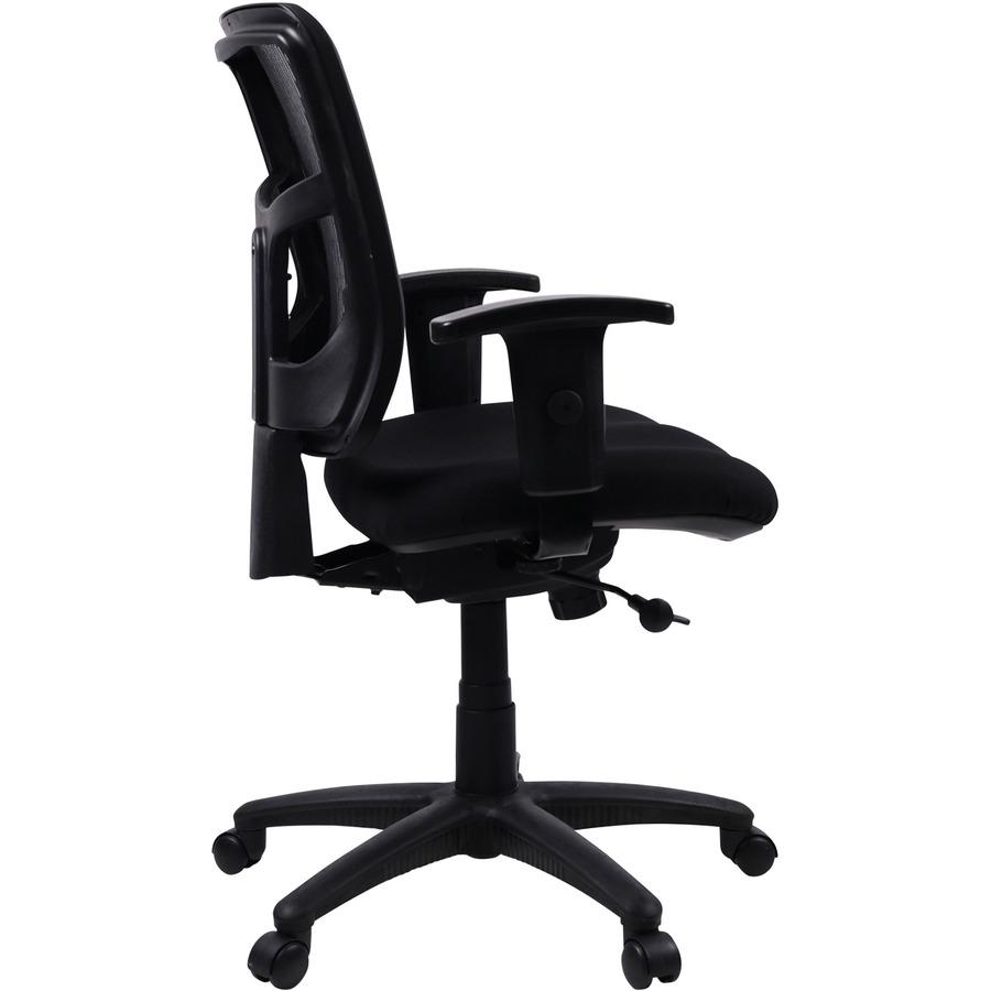 Lorell Ergomesh Managerial Mesh Mid-back Chair - Black Fabric Seat - Black Back - Black Frame - 5-star Base - Black - 1 Each. Picture 10