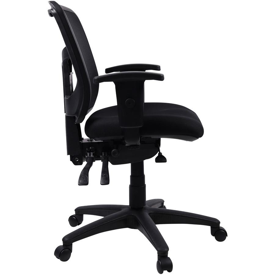 Lorell Ergomesh Swivel Mesh Mid-back Office Chair - Black Fabric Seat - Black Back - Black Frame - 5-star Base - Black - 1 Each. Picture 10