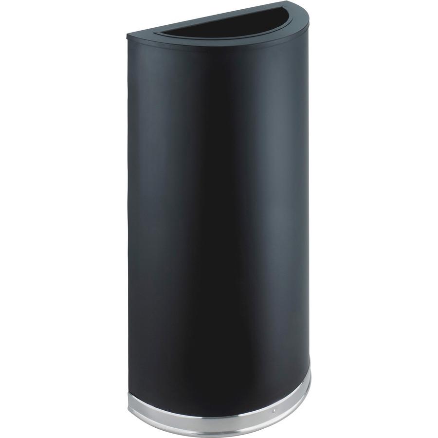 Safco Half Round Receptacle - 12.50 gal Capacity - Half-round - 32.5" Height x 17.5" Width x 9" Depth - Steel, Rubber, Plastic - Black - 1 Each. Picture 6