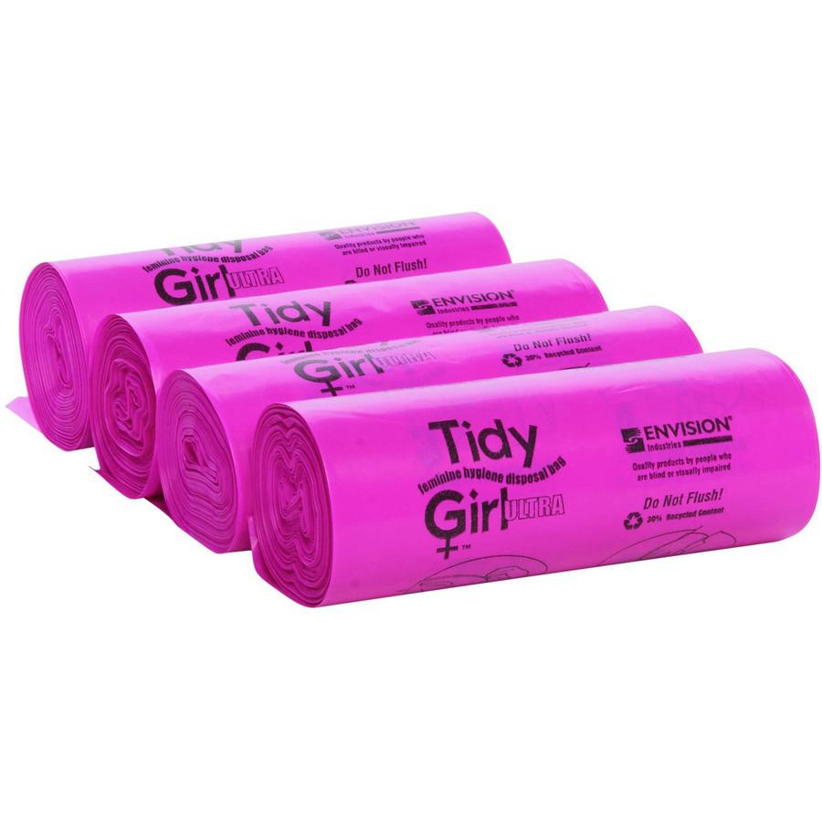 Stout Tidy Girl Feminine Hygiene Disposable Bags - 7.25" Width x 14" Length - 1.20 mil (30 Micron) Thickness - Pink - Plastic - 600/Box - Sanitary - Recycled. Picture 5