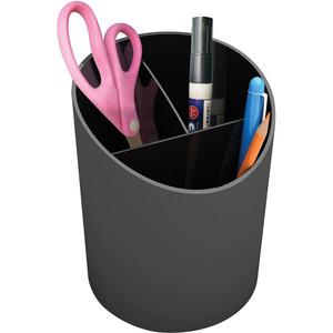 Deflecto Sustainable Office Recycled Large Pencil Cup - 5.6" x 4.4" x 4.4" - 1 Each - Black. Picture 2