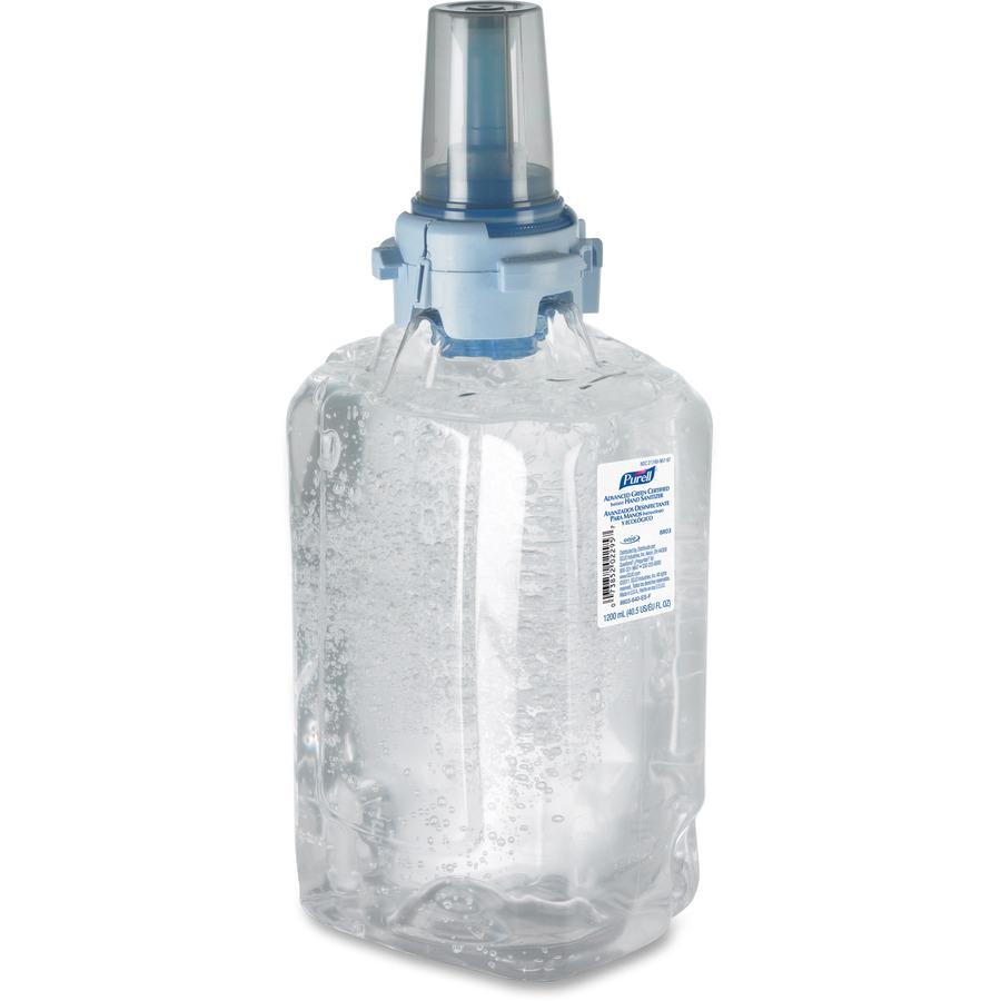 PURELL&reg; Hand Sanitizer Gel Refill - Fragrance-free Scent - 40.6 fl oz (1200 mL) - Push Pump Dispenser - Kill Germs - Skin, Hand - Clear - Dye-free, Fragrance-free, Durable - 3 / Carton. Picture 4