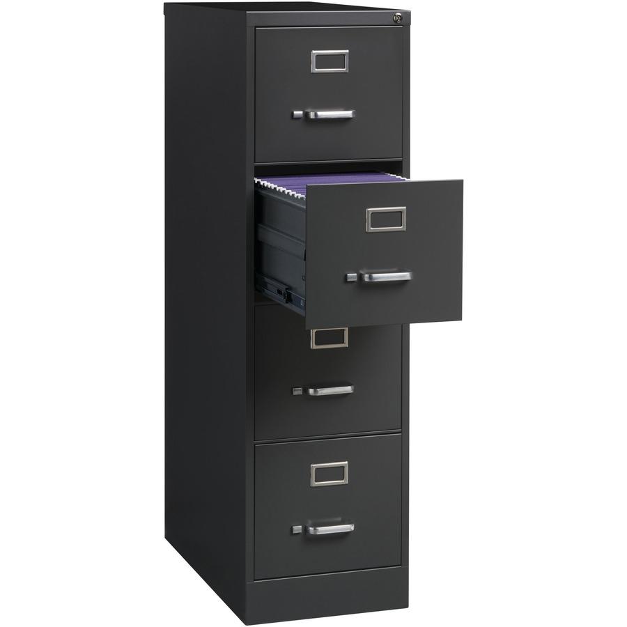 Lorell Fortress Series 26-1/2" Commercial-Grade Vertical File Cabinet - 15" x 26.5" x 52" - 4 x Drawer(s) for File - Letter - Vertical - Drawer Extension, Security Lock, Label Holder, Pull Handle - Ch. Picture 7
