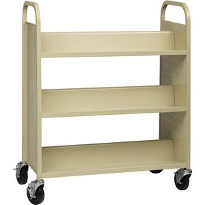Lorell Double-sided Book Cart - 6 Shelf - 200 lb Capacity - 5" Caster Size - Steel - x 36" Width x 19" Depth x 46" Height - Putty - 1 Each. Picture 2