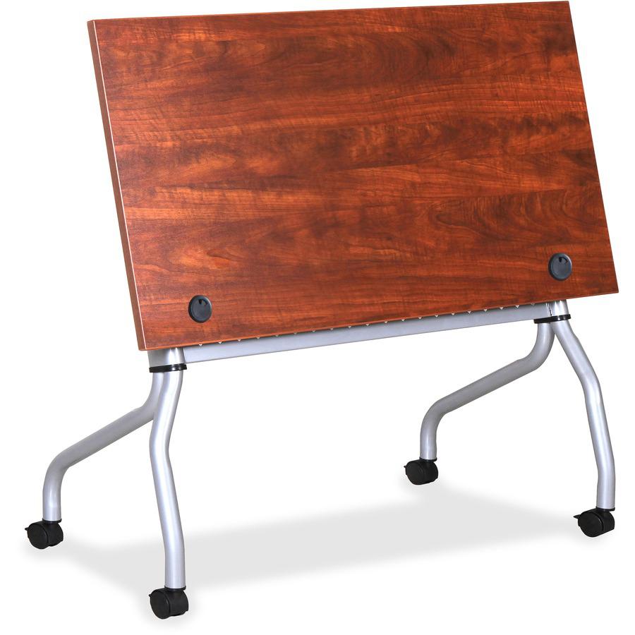 Lorell Flip Top Training Table - Rectangle Top - Four Leg Base - 4 Legs x 23.60" Table Top Width x 48" Table Top Depth - 29.50" Height x 47.25" Width x 23.63" Depth - Assembly Required - Cherry - Nylo. Picture 8