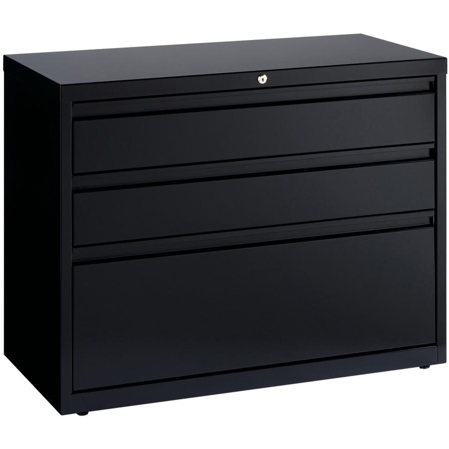 Lorell 36" Box/Box/File Lateral File Cabinet - 36" x 18.6" x 28" - 3 x Drawer(s) for Box, File - A4, Legal, Letter - Lateral - Hanging Rail, Locking Drawer, Ball-bearing Suspension, Magnetic Label Hol. Picture 8